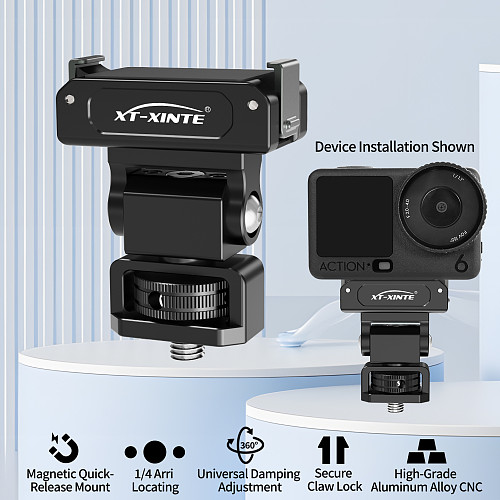 XT-XINTE Magnetic Quick Release Base Snail Mini Ball Head Adapter, Sports Camera Fast Disconnect Bracket Compatible with DJI Osmo Action 6 Nano, Camera Cage & Devices