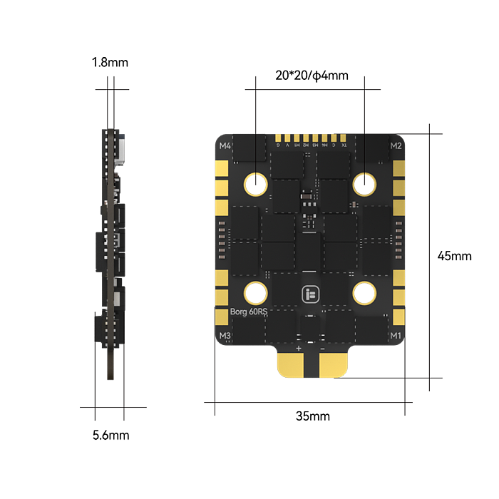 iFlight Borg 60RS 2-8S 4-in-1 ESC Speed Controller for FPV Racing Drone Multirotor Quadcopter