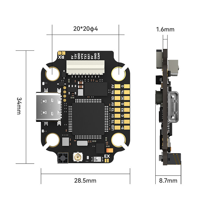 iFlight 2-Layer FPV Stack Borg Mini F7 Flight Controller + Borg 60R / 60RS ESC for FPV Racing Drone