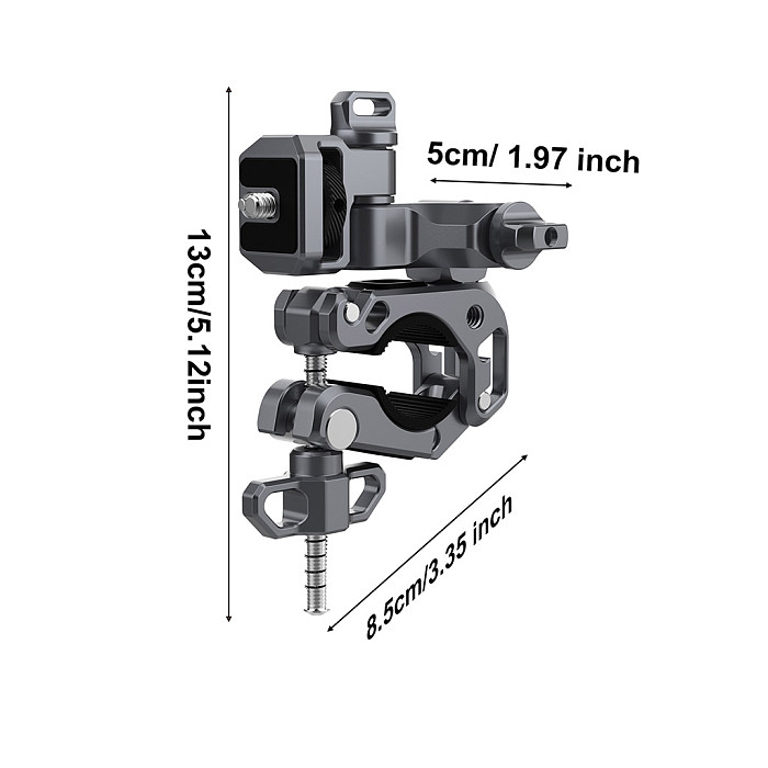 Aluminum Alloy Motorcycle Handlebar Clamp Mount for DJI Action & Insta360 Cameras
