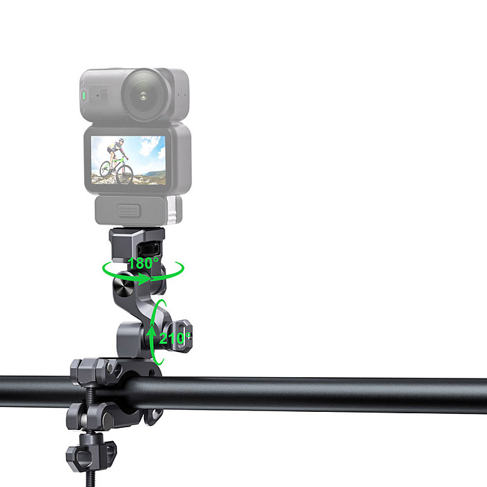 Aluminum Alloy Motorcycle Handlebar Clamp Mount for DJI Action & Insta360 Cameras