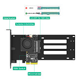 U.3 SFF-TA-1001 to PCIe 5.0 x4 NVMe SSD Adapter Card with Cooling Fan, PCI-E Gen5 X4 Converter for SSD, Desktop & Server Storage Expansion Card