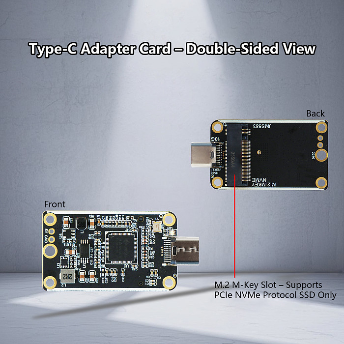 JMS583 Controller PCBA Board USB Type-C 10Gbps to M.2 NVMe SSD Adapter PCB, Portable External Solid State Drive Converter Board