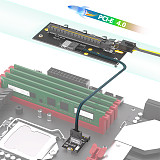 PCIe 4.0 x16 to M.2 NVMe Extension Cable with ATX 6PIN Power Supply, Right Angle 8612 M.2 Riser Cable for 2230 Size NVMe SSD