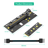 PCIe 4.0 x16 to M.2 NVMe Riser Extension Cable, Right Angle 8612, ATX 6PIN Power Supply, Compatible with 2280 Size M.2 NVMe SSD