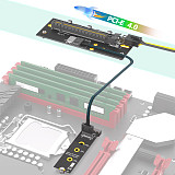 PCIe 4.0 x16 to M.2 NVMe Riser Extension Cable, Right Angle 8612, ATX 6PIN Power Supply, Compatible with 2280 Size M.2 NVMe SSD
