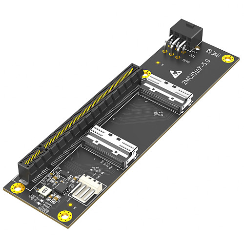 PCIe 5.0 x16 to Dual MCIO Port Adapter Card, PCI-E Gen5 X16 to Dual MCIO Connector Expansion Card for Server SSD Expansion