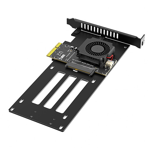 U.2 SFF-8639 to PCIe 4.0 x4 NVMe SSD Adapter Card with Cooling Fan, PCI-E X4 to U.2 SFF8639 Converter SSD Converter