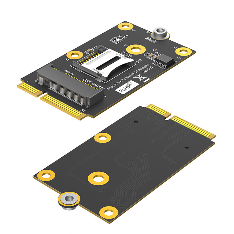 Mini PCI-E to NVMe M.2 SSD & TF Card Reader Adapter, Mini PCI Express Slot Converter
