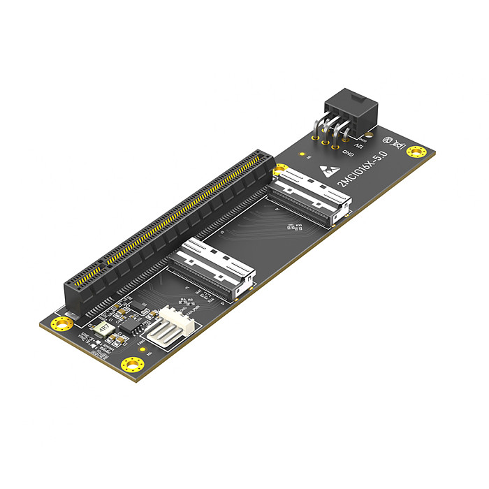 PCIe 5.0 x16 to Dual MCIO Port Adapter Card, PCI-E Gen5 X16 to Dual MCIO Connector Expansion Card for Server SSD Expansion
