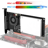 U.2 SFF-8639 to PCIe 4.0 x4 NVMe SSD Adapter Card with Cooling Fan, PCI-E X4 to U.2 SFF8639 Converter SSD Converter