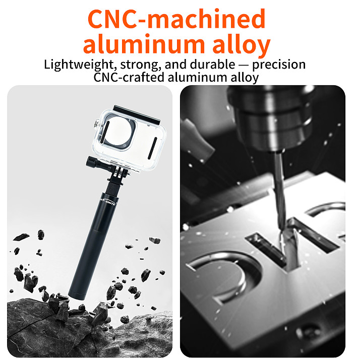 XT-XINTE Underwater Camera Protective Shell, 60m Diving Waterproof Case with 0.7m Three-Claw Extension Rod for DJI Osmo Action 6