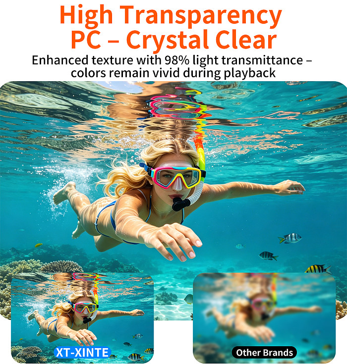 XT-XINTE Underwater Camera Protective Shell, 60m Diving Waterproof Case with 0.7m Three-Claw Extension Rod for DJI Osmo Action 6