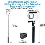 XT-XINTE Underwater Camera Protective Shell, 60m Diving Waterproof Case with 0.7m Three-Claw Extension Rod for DJI Osmo Action 6
