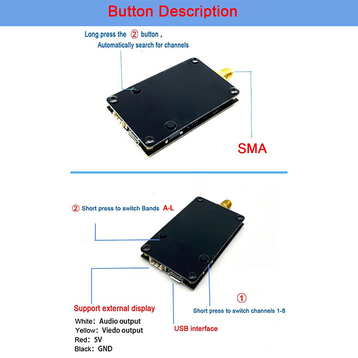 5.8G 56CH OTG Mobile Phone Receiver Module Single Antenna Receiving Module