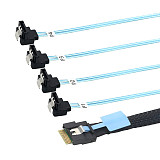 PCIe Slimline SAS SFF-8654 4i 38Pin to 4 SATA 90° Angled Cable Assembly, Polarized Anti-Misplug Server Harness