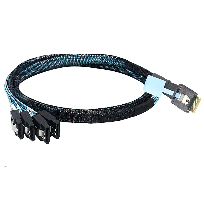 PCIe Slimline SAS SFF-8654 4i 38Pin to 4 SATA Adapter Cable Polarized Anti-Misplug Design for Server