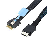 PCIe OCuLink SFF-8611 4I to Slimline SAS SFF-8654 4I Cable, Anti-Misplug Design with Pull Tab
