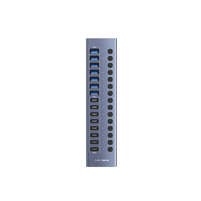 Acasis USB 3.2 Hub 16 Ports with Individual On/Off Switches, 10Gbps Data Transfer USB Splitter, USB-C Port Multi-Port Expansion Dock for Keyboard, Hard Drive, Phone Charging