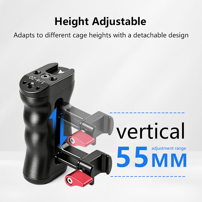 NATO Rail Quick Release Camera Side Handle Hand Grip with Top Carry Handle, Cold Shoe Expansion Bracket, Compatible with DJI Gimbal Stabilizer DSLR Mirrorless Camera