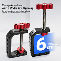 Metal Crab C-Clamp U Shape Mount Phone Clip, Magic Arm Universal Extension Bracket for Cell Phone Photography Vlog Shooting