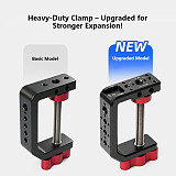 Metal Crab C-Clamp U Shape Mount Phone Clip, Magic Arm Universal Extension Bracket for Cell Phone Photography Vlog Shooting