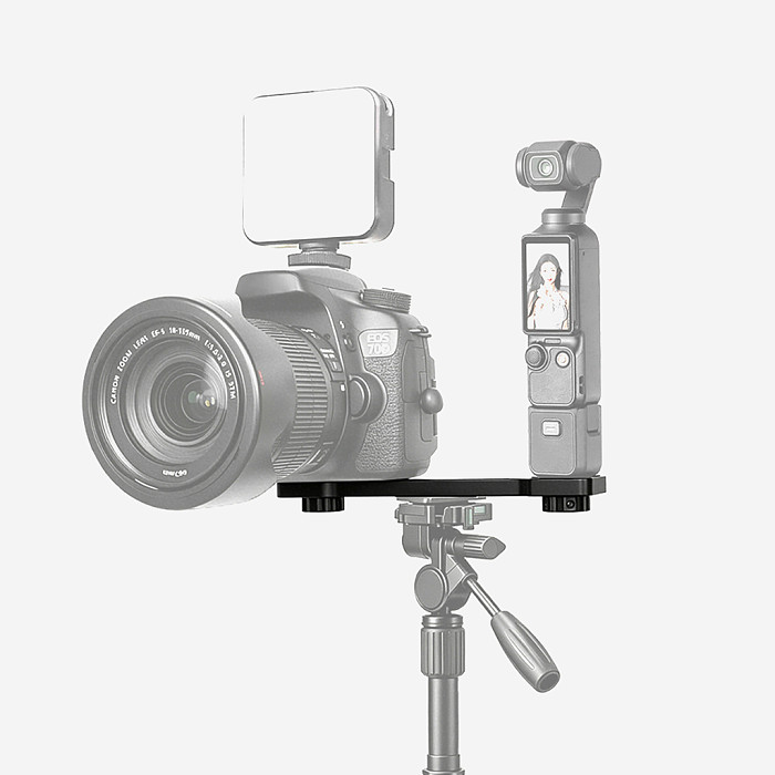 Metal Horizontal Cross Bar with Arri Locating Bracket, Dual Position Handheld Support Fit for DJI Pocket 3, Smartphone, DSLR & Mirrorless Cameras