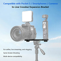 Metal Horizontal Cross Bar with Arri Locating Bracket, Dual Position Handheld Support Fit for DJI Pocket 3, Smartphone, DSLR & Mirrorless Cameras
