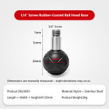 Rubber Wrapped Swivel Ball Head Car Phone Extension Mount Base with 1/4  3/8  Thread Screw Holes Camera Photography Accessory