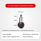 Rubber Wrapped Swivel Ball Head Car Phone Extension Mount Base with 1/4  3/8  Thread Screw Holes Camera Photography Accessory