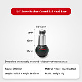 Rubber Wrapped Swivel Ball Head Car Phone Extension Mount Base with 1/4  3/8  Thread Screw Holes Camera Photography Accessory