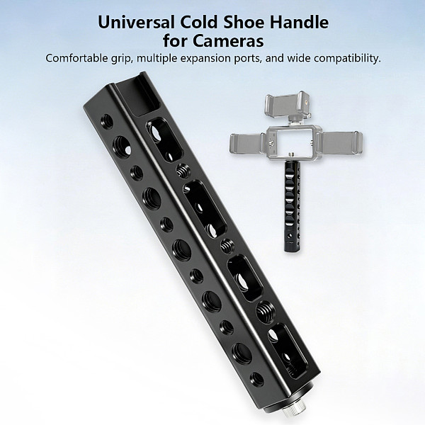 Universal Camera Top Hand Grip Handle with Cold Shoe Interface Compatible with DSLR & Mirrorless Camera Cage Rigs Multi-Port Expansion with multiple 1/4 3/8 Screw Hole