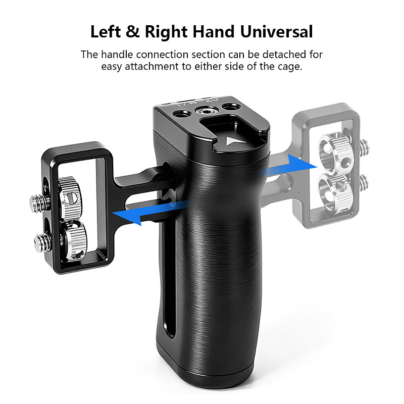 Universal Left & Right Camera Side Hand Grip with 1/4 Inch Screw Hole, Multi-Functional Top Handle Cold Shoe Extension Mount for DSLR Mirrorless Camera Cage