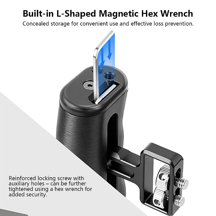 Universal Left & Right Camera Side Hand Grip with 1/4 Inch Screw Hole, Multi-Functional Top Handle Cold Shoe Extension Mount for DSLR Mirrorless Camera Cage