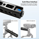 Universal Camera Top Hand Grip Handle with Cold Shoe Interface Compatible with DSLR & Mirrorless Camera Cage Rigs Multi-Port Expansion with multiple 1/4 3/8 Screw Hole