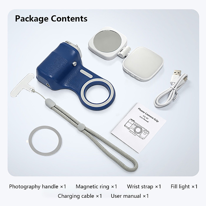 MagSafe-Compatible Magnetic Bluetooth Phone Photography Handle, Wireless Selfie Shooting Controller with Fill Light & Zoom Adjustment, Multi-Purpose Phone Camera Grip