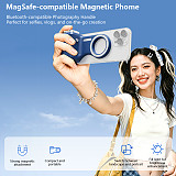 MagSafe-Compatible Magnetic Bluetooth Phone Photography Handle, Wireless Selfie Shooting Controller with Fill Light & Zoom Adjustment, Multi-Purpose Phone Camera Grip