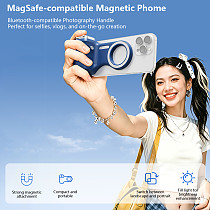 MagSafe-Compatible Magnetic Bluetooth Phone Photography Handle, Wireless Selfie Shooting Controller with Fill Light & Zoom Adjustment, Multi-Purpose Phone Camera Grip