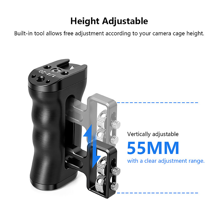 Universal Left & Right Camera Side Hand Grip with 1/4 Inch Screw Hole, Multi-Functional Top Handle Cold Shoe Extension Mount for DSLR Mirrorless Camera Cage