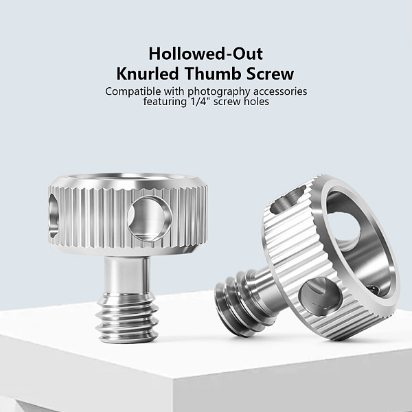 1/4 Inch Stainless Steel Knurled Camera Screw, Hand Tightening Fastening Screw for DSLR Camera Cage Side Handle Tripod Gimbal Mount Accessories