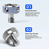 1/4 Inch Stainless Steel Knurled Camera Screw, Hand Tightening Fastening Screw for DSLR Camera Cage Side Handle Tripod Gimbal Mount Accessories