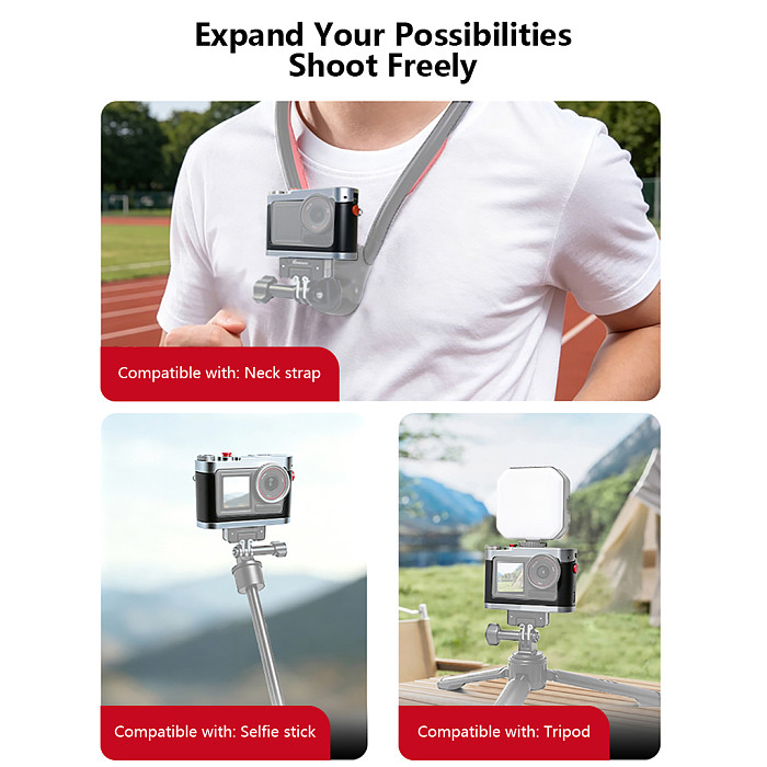 Aluminum Alloy Metal Camera Cage Frame Protective Housing, Anti-Drop Frame Case Compatible with DJI Action 5 Pro / 4 / 3 Action Cameras