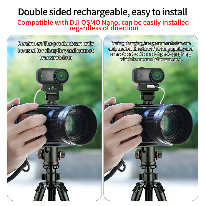 XT-XINTE Rechargeable 1/4 Screw Multi-Angle Adjustable Double-Sided Magnetic Quick Release Mount, Dual Side Magnetic Quick Detach Bracket for DJI Nano Action Camera