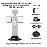 XT-XINTE Magnetic Fill Light for DJI Osmo Pocket 3 Pocket 4, Portable Vlog Video Light Brightness Levels Adjustable, Type-C Fast Charging Mini Pocket Camera Lighting Accessory