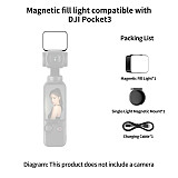 XT-XINTE Magnetic Fill Light for DJI Osmo Pocket 3 Pocket 4, Portable Vlog Video Light Brightness Levels Adjustable, Type-C Fast Charging Mini Pocket Camera Lighting Accessory