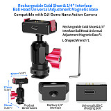 XT-XINTE Rechargeable 1/4 Screw Multi-Angle Adjustable Double-Sided Magnetic Quick Release Mount, Dual Side Magnetic Quick Detach Bracket for DJI Nano Action Camera