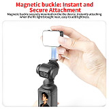 XT-XINTE Magnetic Fill Light for DJI Osmo Pocket 3 Pocket 4, Portable Vlog Video Light Brightness Levels Adjustable, Type-C Fast Charging Mini Pocket Camera Lighting Accessory