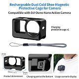 XT-XINTE Magnetic Protective Frame for DJI Osmo Nano, Dual Cold Shoe Camera Cage, USB-C Charging Vertical Horizontal Mount