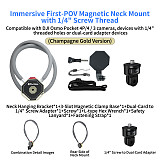 XT-XINTE Immersive Magnetic Neck Bracket & Extension Cage Kit Compatible with DJI Osmo Pocket 4/3, Hands-Free Vlog Neck Strap with  Silicone Neck Ring