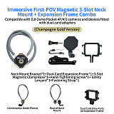 XT-XINTE Immersive Magnetic Neck Bracket & Extension Cage Kit Compatible with DJI Osmo Pocket 4/3, Hands-Free Vlog Neck Strap with  Silicone Neck Ring